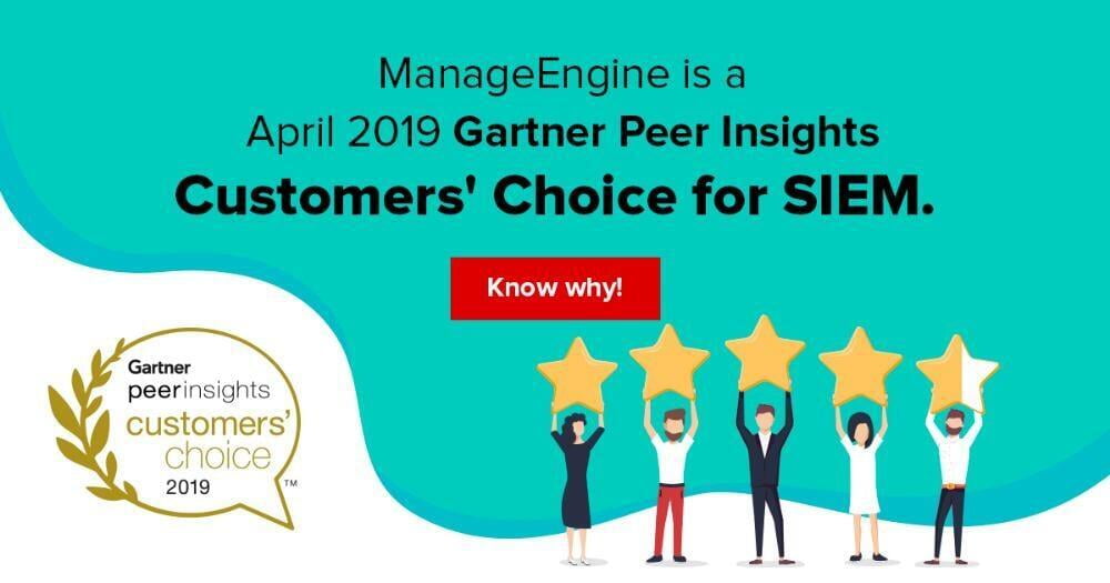 ManageEngine có mặt trong danh sách Customer’s Choice của Gartner Peer Insights tháng 4 năm 2019 dành cho quản trị sự kiện và thông tin bảo mật