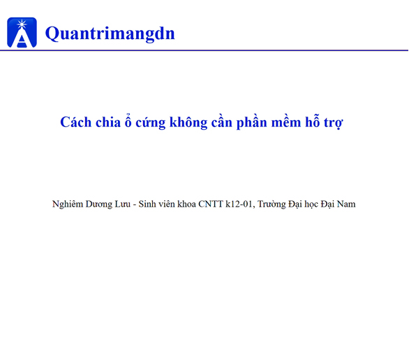 Cách chia ổ cứng trực tiếp trên Windows