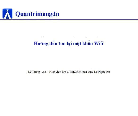 Xem lại mật khẩu Wifi trên Windows khi bị quên